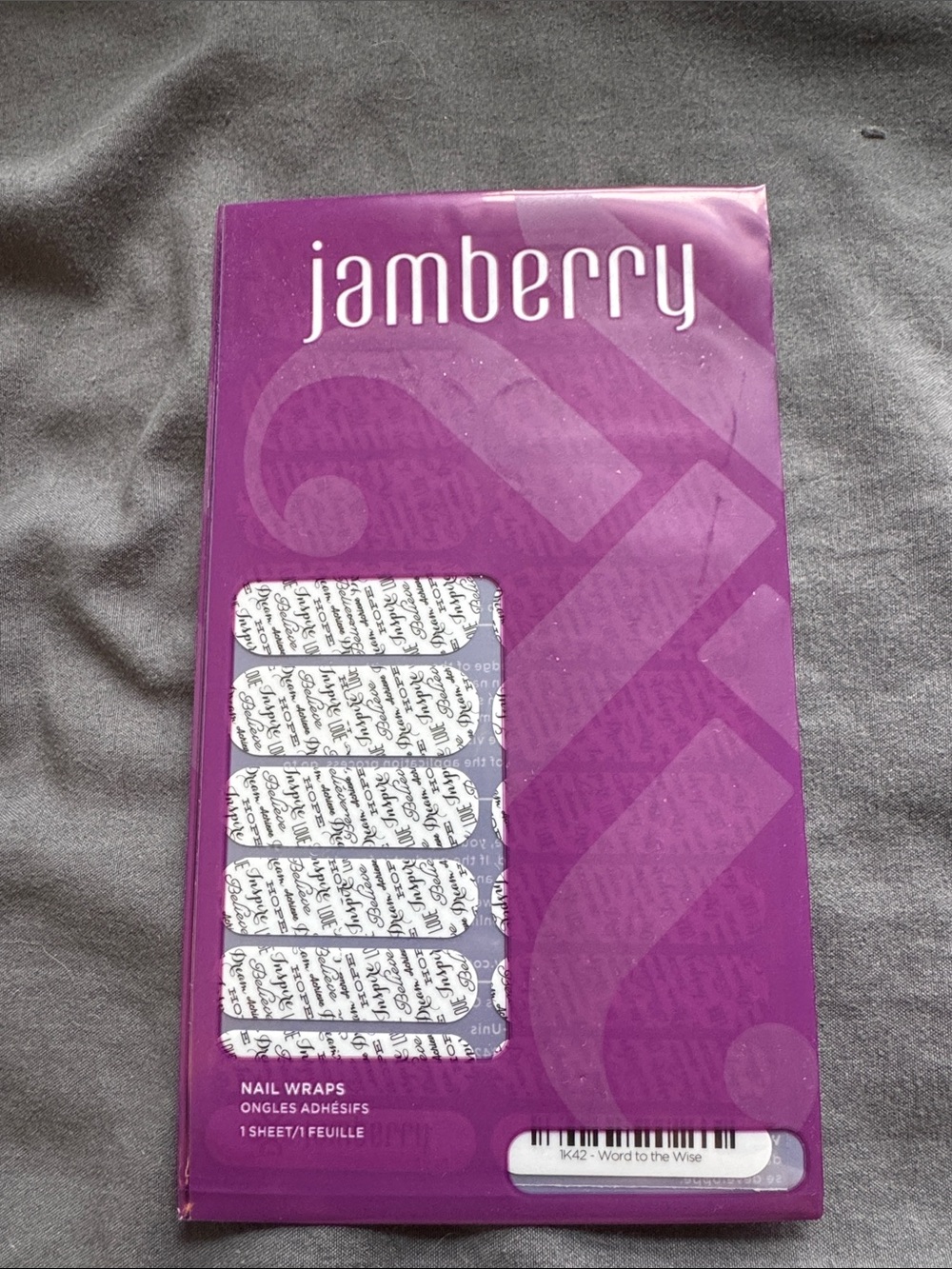 Jamberry Purple Pack with White Script Nail Wraps